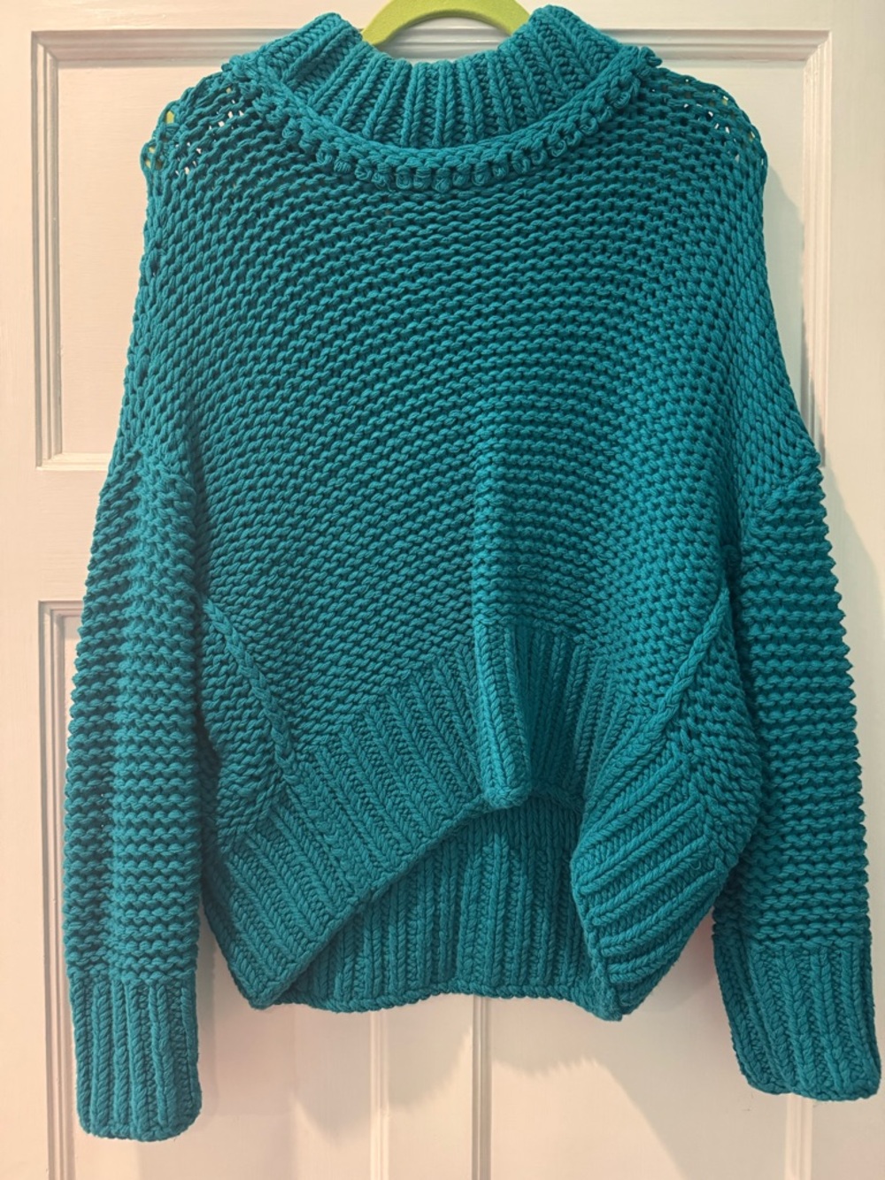 Free People My Only Sunshine Chunky Knit Turquoise Sweater